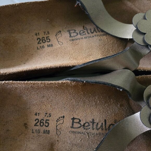 Betula Birkenstock Lene Flower Thong Metallic Gold Sandals 41/10 - Picture 2 of 5